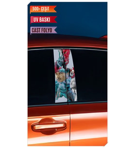 Araç Kapı Direk Kaplama Folyosu Atatürk Desenli (Sağ Sol Takım) (2 Adet) - 22x50 (Çok Renkli)