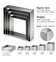Fida Pasta Çemberi Kare Argon 1,2mm Yükseklik 5 cm Paslanmaz 20x20 cm