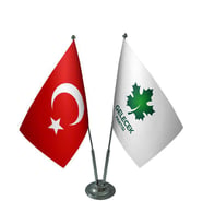 Masa Üstü Gelecek Partisi Bayrağı Türk Bayrağı İkili Krom Direk Masa Bayrak Seti
