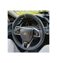 DİKİŞLİ DİREKSİYON KILIFI NOKTALI KARBON GRİ YÜZÜK GRİ DİKİŞLİ HONDA FC5 İÇİN  Uyumlu
