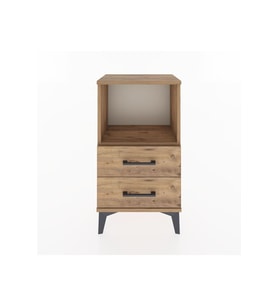 Arges Komodin Tek Raflı 2 Çekmeceli 44x30x80 Çam-Çam