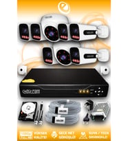 Elitcam 8 Kameralı Zebra 2 İç Kamera Set 500 GB 5 MP Full HD Gece Görüşlü Güvenlik Kamerası Sistemi