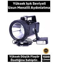 Deluxe 1500 Lümen 600 Metre Menzilli 2 Modlu Güçlü Beyaz Aydınlatma 30 W Kuvvetinde Güvenlik Feneri