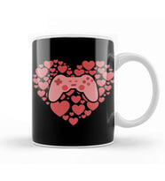 Video Gamer Heart Controller Valentine's Day Kupa Bardak Porselen