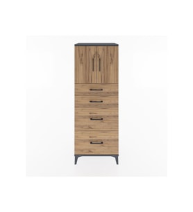 Hyperion Dolap 2 Raflı 4 Çekmeceli 2 Kapaklı 60x44x163 Antrasit-Çam