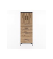 Hyperion Dolap 2 Raflı 4 Çekmeceli 2 Kapaklı 60x44x163 Antrasit-Çam