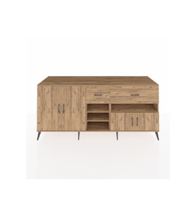 Kronos Konsol 5 Raflı 2 Çekmeceli 4 Kapaklı 220x59x99 Çam-Çam/Çam