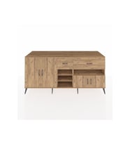 Kronos Konsol 5 Raflı 2 Çekmeceli 4 Kapaklı 220x59x99 Çam-Çam/Çam