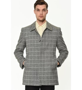 PLT8206 DEWBERRY ERKEK PALTO-DÜZ GRİ