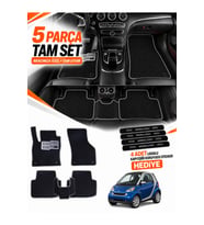 SMART FORTWO (2007-2014) Uyumlu EVA Oto Paspas Metal Topukluklu Havuzlu 5 Parça Siyah-Gri