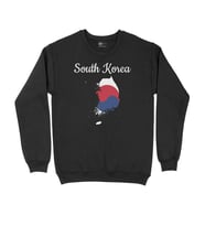 Güney Kore Haritalı ve Bayraklı Siyah Sweatshirt
