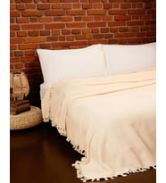 Doğal Pamuk , Yumuşak , Çok Amaçlı Örtü , Koltuk Örtüsü , Çift Kişilik Pike 200 x 320 Cm - Natural Krem