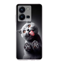 PrintiFy Vivo Y35 ile Uyumlu Kedi 2 Kamera Korumalı Şeffaf Kılıf