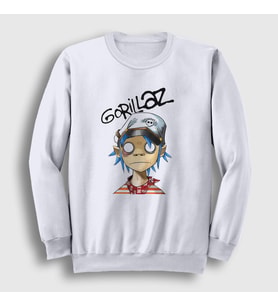 Presmono Unisex Beyaz 2D Gorillaz Sweatshirt 54035tt
