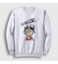 Presmono Unisex Beyaz 2D Gorillaz Sweatshirt 54035tt
