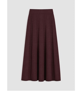 LCW Modest Bordo Beli Lastikli Saç Örgüsü Desenli Triko Etek