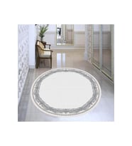 Eliana Home Baskılı, Yıkanabilir Kaymaz Taban Yuvarlak Halı LNA7337-HY896 120x120 cm (Beyaz)
