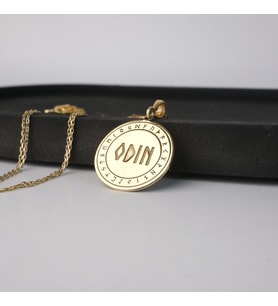 Kişiye Özel 925 Ayar Gümüş Odin Rün Viking Sembol Kolye (Gold)