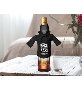BK Gift Kişiye Özel Mini Siyah İçki Şişesi Tişörtü , Ev Bar Dekoru, Rakı, Rakı Şişesi Tişörtü, Ev Barı-2