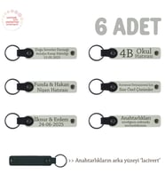 Evlilik Yıldönümü Hediyesi, İsme Özel, 6'lı Hatıra Deri Anahtarlık Set, Beyaz & Lacivert