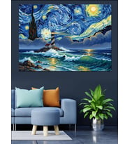 Van Gogh Tarzı Deniz Feneri Dekoratif Kanvas - Mdf Ahşap Tablo