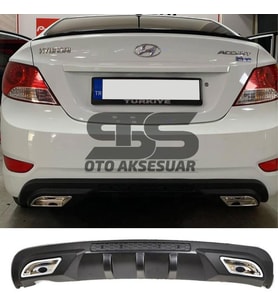 Hyundai Accent Blue Difüzör Arka Tampon Eki 2 Egzoz Çıkışlı Siyah