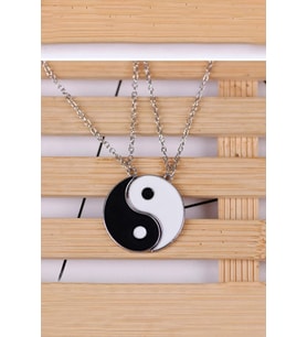 2 Adet Ying Yang Denge Zincir Kolye Sevgili Arkadaşlık Unisex Best Friends Kolyesi