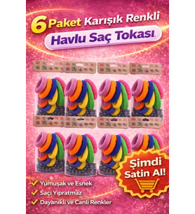 6’Lı 6 Paket Karışık Renkli Havlu Saç Tokası Yumuşak Elastik Dayanıklı Lastik Toka Seti