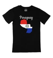 Paraguay Haritalı ve Bayraklı Siyah Tişört