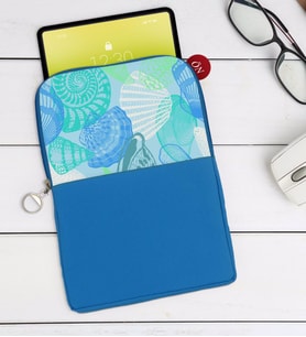 BK Gift Deniz Kabukları Tasarımlı Taşınabilir Koruyucu Tablet Kılıfı & Organizer Çanta - Mavi-1