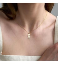 Kişiye Özel 925 Ayar Gümüş Ateş Figürlü Kolye (Gold)