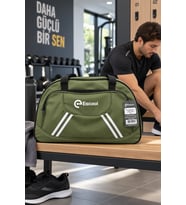 Fitilli Spor ve Seyahat Çantası Haki 2 Gözlü 38x62x20 cm Günlük Kullanım