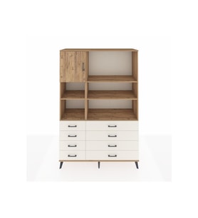 Hyperion Dolap 7 Raflı 8 Çekmeceli Tek Kapaklı  132x44x195 Çam-Çam/Aytaşı