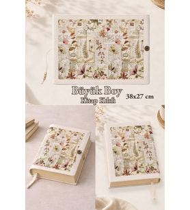 Botanical Notes 38x27 cm Büyük Boy Kitap Kılıfı Rahle Boy Kur'an Uyumlu