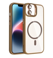 Pilelistore   Apple iPhone 11 Remim Lensli Magsafe Standlı Kapak - Kahverengi