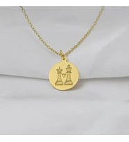 Şık Vezir ve Şah Satranç Taşları Kolye 925K Gümüş (Gold)