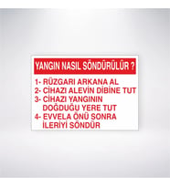 Yangın Nasıl Söndürülür 21x28 Arkası Yapışkanlı Levha
