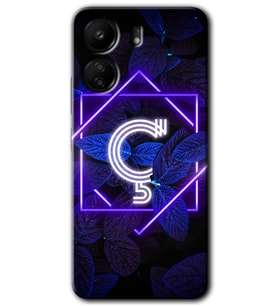 Xiaomi Redmi 13C Kılıf HD Desen Baskılı Kılıf - Dark Neon Yaprak Ç Harfi
