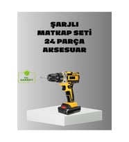 2 Bataryalı Şarjlı Darbeli Matkap Seti, 24 Parça Aksesuar