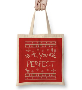 Love Actually To Me You Are Perfect Christmas Knit Bez Çanta Uzun Saplı