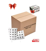 6,5 Oz Karton Bardak 2000 Adet Tahta Karıştırıcı Hediye Isıya Dayanıklı (Beyaz-İndigo)