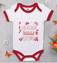 BK Kids Halasının Ballı Lokumu Tasarımlı Kırmızı Bebek Body Zıbın-1
