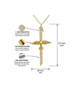 14 K Gold Kaplama 925 Ayar Gümüş Kolye Anka Kuşu Elif Kolye