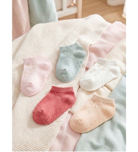 LCW baby Pembe Desenli Kız Bebek Patik Çorap 5'li