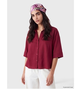 LCW Vision Bordo Oversize Kadın Gömlek