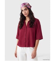 LCW Vision Bordo Oversize Kadın Gömlek