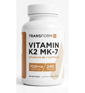 TransformHQ Vitamin K2 (MK7) (100mcg) + Vitamin D3 (5000 IU) 120 Softgels.