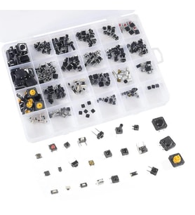 250 Adet Tact Switch Seti Dip Smd Kılıf 25 Farklı Çeşit Plastik Çantada