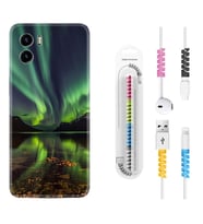 Vivo Y15S Y32 Y33S Y51 Y53S Kılıf Kablo Koruma Spiral Silikon Kuzey Işıkları 1327