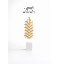Doremcy Gold Yaprak Biblo 2’li Set Modern Dekoratif Obje Salon Masa Üstü Aksesuar Siyah Kaideli Lüks Ev Dekorasyonu (Beyaz-Altın)